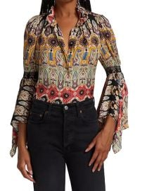 Shop Alice Olivia Jada Printed Draped Sleeve Top at Saks Fifth Avenue