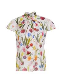 Shop Alice Olivia Jeannie Floral Cotton-Blend Blouse at Saks Fifth Avenue