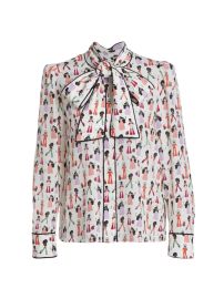 Shop Alice Olivia Jeannie Tieneck Silk Blouse at Saks Fifth Avenue