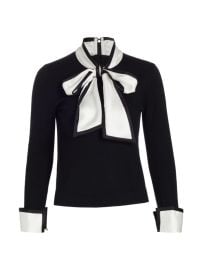 Shop Alice Olivia Justina Combination Wool Bow Sweater at Saks Fifth Avenue