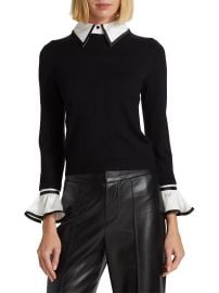 Shop Alice Olivia Justina Combination Wool Sweater at Saks Fifth Avenue