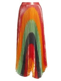 Shop Alice Olivia Katz Pleated Metallic Maxi Skirt at Saks Fifth Avenue