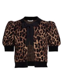 Shop Alice Olivia Kitty Leopard Puff-Sleeve Cardigan at Saks Fifth Avenue