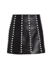 Shop Alice Olivia Lecia Vegan Leather amp Faux Pearl Miniskirt at Saks Fifth Avenue