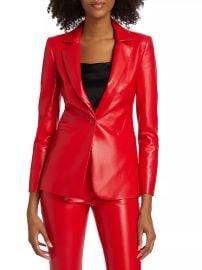 Shop Alice Olivia Macey Faux-Leather Fitted Blazer at Saks Fifth Avenue