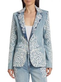 Shop Alice Olivia Macey Filligree Denim Blazer at Saks Fifth Avenue