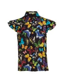 Shop Alice Olivia Martel Butterfly Silk Blouse at Saks Fifth Avenue