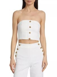 Shop Alice Olivia Mel Stretch Denim Crop Bustier at Saks Fifth Avenue