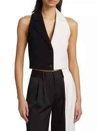 Shop Alice Olivia Meri Two-Toned Crop Vest at Saks Fifth Avenue