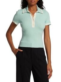 Shop Alice Olivia Pia Rib-Knit Polo Shirt at Saks Fifth Avenue