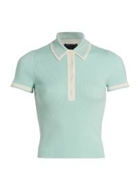 Shop Alice Olivia Pia Rib-Knit Polo Shirt at Saks Fifth Avenue