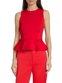 Shop Alice Olivia Poppy Peplum Scuba Top at Saks Fifth Avenue