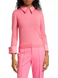 Shop Alice Olivia Porla Collared Wool Sweater at Saks Fifth Avenue