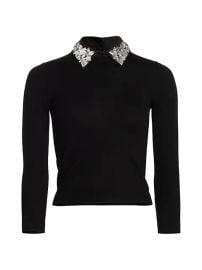 Shop Alice Olivia Porla Embellished Collar Sweater at Saks Fifth Avenue