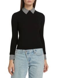 Shop Alice Olivia Porla Houndstooth-Trimmed Stretch Wool Sweater at Saks Fifth Avenue