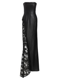 Shop Alice Olivia Retha Strapless Vegan Leather amp Sequined Gown at Saks Fifth Avenue