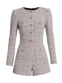 Shop Alice Olivia Shiloh Long-Sleeve Tweed Romper Saks Fifth Avenue at Saks Fifth Avenue