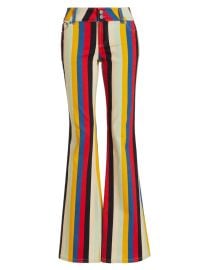 Shop Alice Olivia Stacey Striped Mid-Rise Bell Bottom Pants at Saks Fifth Avenue