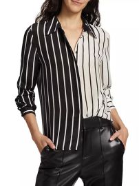 Shop Alice Olivia Willa Colorblocked Silk Shirt at Saks Fifth Avenue