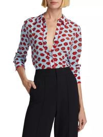 Shop Alice Olivia Willa Kiss Kiss Silk Blouse Saks Fifth Avenue at Saks Fifth Avenue