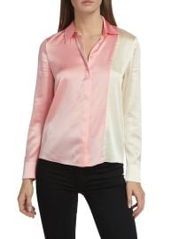 Shop Alice Olivia Willa Silk Placket Top at Saks Fifth Avenue