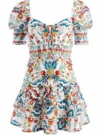 Shop Alicex2BOlivia Crawford sweetheart-neck print dress with Express Delivery - at Farfetch