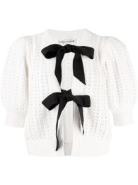 Shop Alicex2BOlivia Kitty ribbon-tie knitted cardigan with Express Delivery - at Farfetch