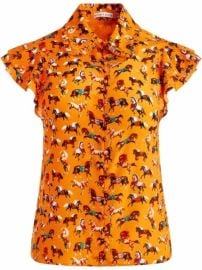 Shop Alicex2BOlivia Martell horse-print silk blouse with Express Delivery - at Farfetch