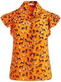 Shop Alicex2BOlivia Martell horse-print silk blouse with Express Delivery - at Farfetch