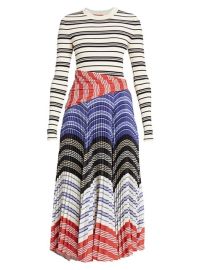 Shop Altuzarra Woodbine Mixed Media Stripe Midi Dress at Saks Fifth Avenue