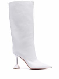 Shop Amina Muaddi pointed-toe leather boots with Express Delivery - at Farfetch