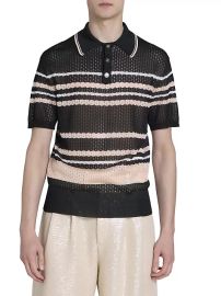 Shop Amiri Striped Open-Knit Short-Sleeve Polo Shirt at Saks Fifth Avenue