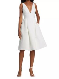 Shop Amsale Faille Deep V-Neck Dress Saks Fifth Avenue at Saks Fifth Avenue