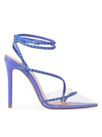 Shop Andrea Wazen Dassy Sunset 2 Embellished PVC amp Leather Ankle-Wrap Pumps at Saks Fifth Avenue