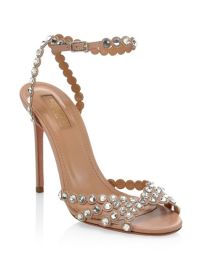 Shop Aquazzura Tequila Crystal-Embellished Leather Sandals at Saks Fifth Avenue