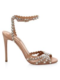 Shop Aquazzura Tequila Crystal-Embellished Leather Sandals at Saks Fifth Avenue