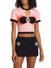 Shop Area Colorblocked Crystal Crop Top at Saks Fifth Avenue