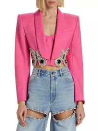 Shop Area Cropped Crystal Butterfly Blazer at Saks Fifth Avenue