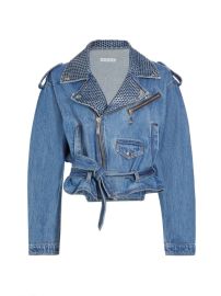 Shop Area Crystal Embellished Denim Moto Jacket at Saks Fifth Avenue