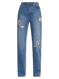 Shop Area Distressed Crystal-Embellished Jeans at Saks Fifth Avenue