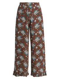 Shop BATSHEVA Floral-Print Ruffle Lounge Pants at Saks Fifth Avenue