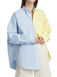 Shop BLANCA Harry Oversized Two-Tone Cotton Shirt at Saks Fifth Avenue