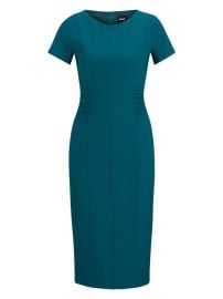 Shop BOSS Slit-Front Business Dress with Gathered Details at Saks Fifth Avenue