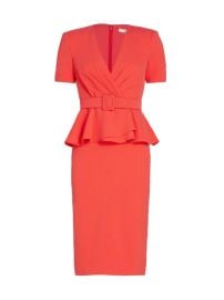 Shop Badgley Mischka Belted Short-Sleeve Peplum Dress at Saks Fifth Avenue