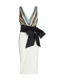 Shop Badgley Mischka Striped Bodice Bow Cocktail Dress at Saks Fifth Avenue