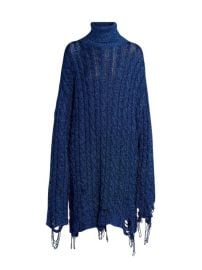 Shop Balenciaga Lurex Cable Knit Destroyed Turtleneck Dress at Saks Fifth Avenue