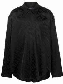 Shop Balenciaga logo-print satin shirt with Express Delivery - at Farfetch