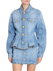 Shop Balmain Denim Ruffled Peplum-Hem Jacket at Saks Fifth Avenue