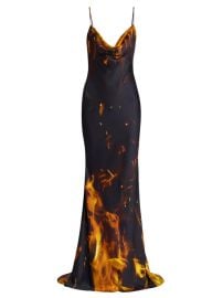 Shop Balmain Fire-Print Satin Gown at Saks Fifth Avenue