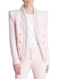 Shop Balmain Houndstooth Tweed Shoulder-Pad Jacket at Saks Fifth Avenue